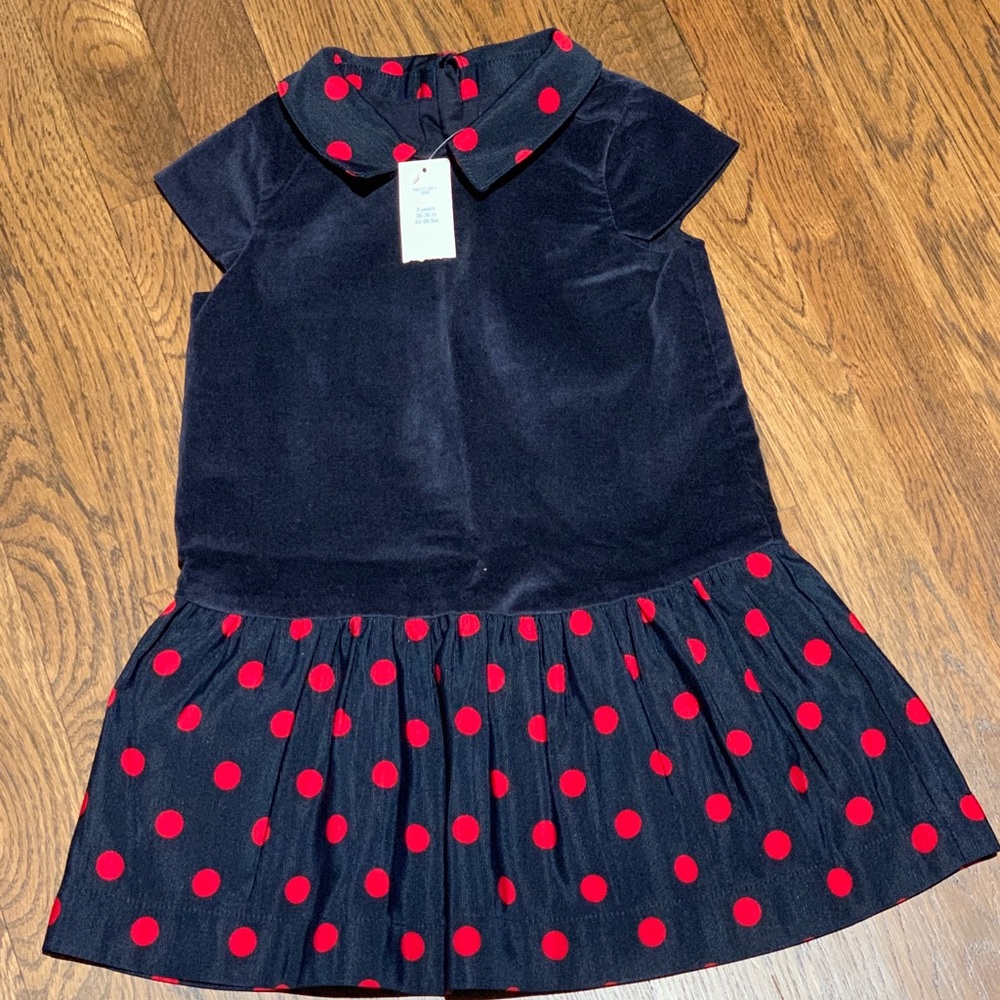 New! Sweet navy velvet dress (baby gap size 3)